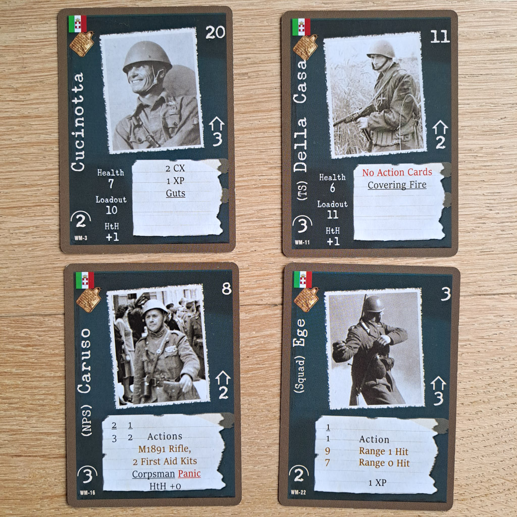 Le quattro tipologie di carte soldato