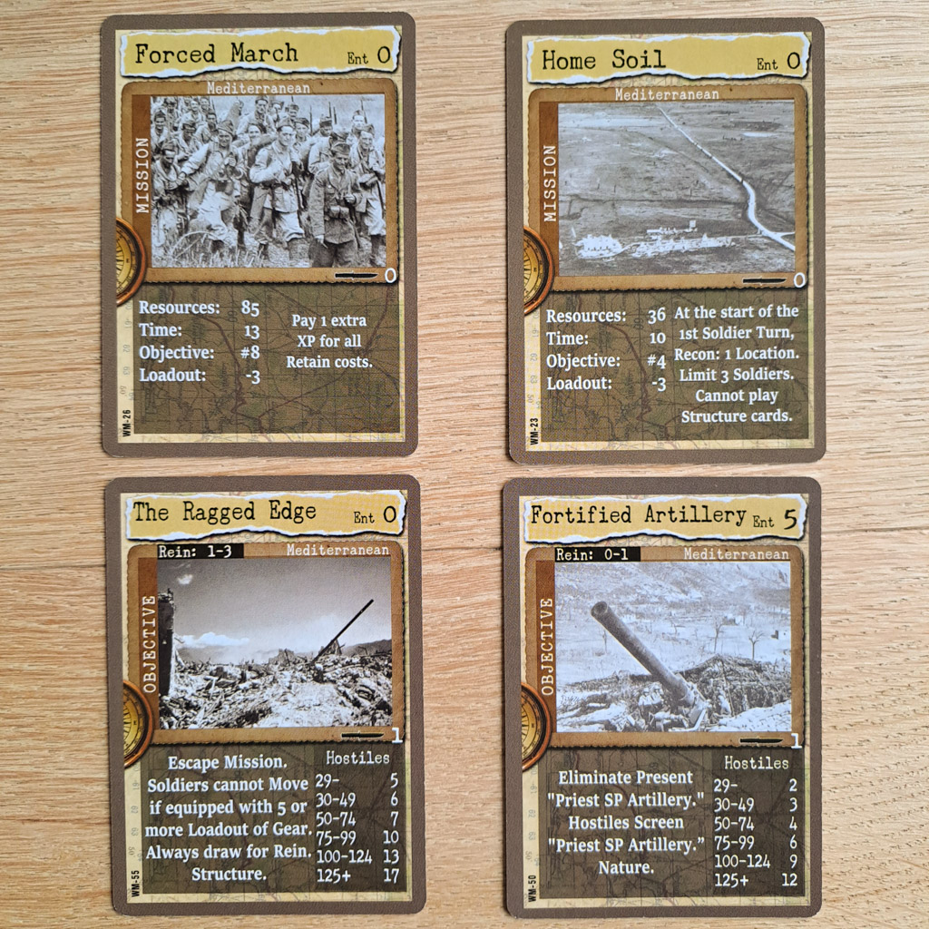 Esempi di carte missione e carte obiettivo