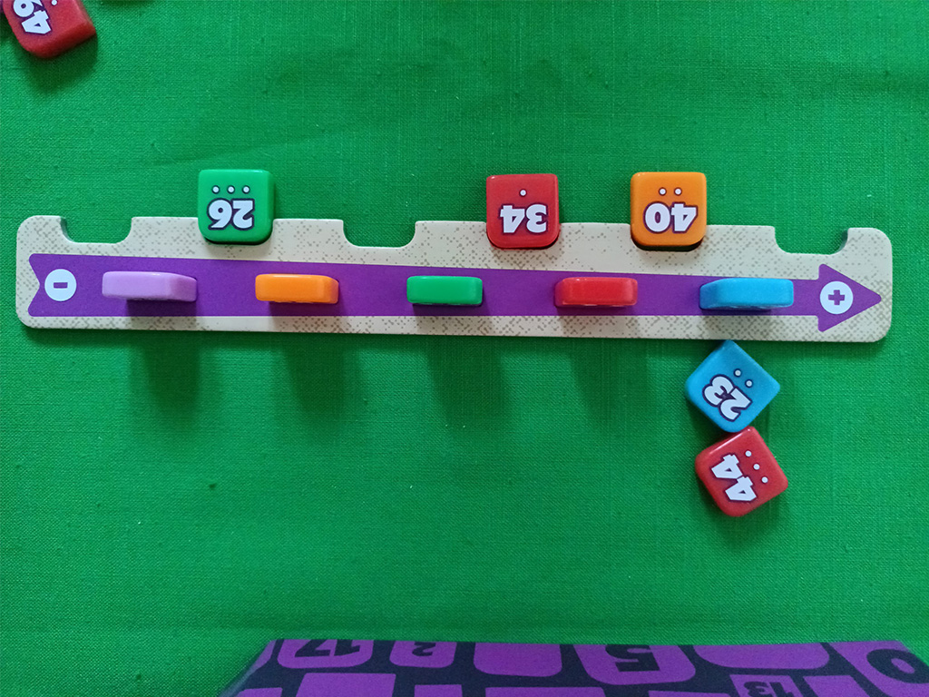 Tutti i numeri si suddividono sia in base ai colori che per il numero di pallini raffigurati su di essi (da 1 a 3). Quando si chiede l’indizio legato ai pallini è bene posizionare la tessera utilizzata in modo differente per ricordare la risposta (il gioco consiglia di posizionare la tessera dritta nel caso presenti lo stesso numero di pallini o leggermente ruotata nel caso contrario).